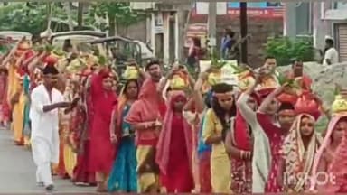 पुनपुन: जैवर गांव में बजरंग बली की प्रतिमा की प्राण प्रतिष्ठा को लेकर तीन हजार महिलाओं ने निकाली कलश शोभायात्रा