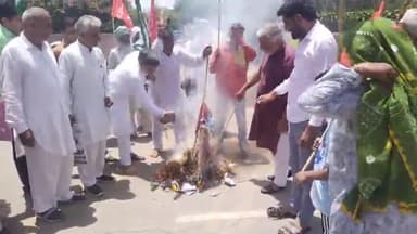 उकलाना: नई तहसील उकलाना के सामने पहलवानों के समर्थन में प्रदर्शन, किसान संगठन ने फूंका बृज भूषण शरण का पुतला