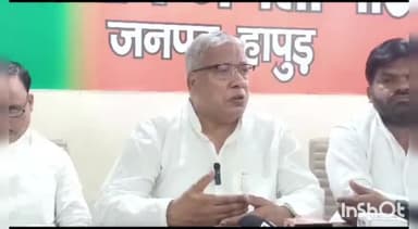 हापुड़: बीजेपी जिला कार्यालय पर भाजपा सांसद राजेंद्र अग्रवाल ने केंद्र सरकार के 9 वर्ष पूरे होने पर की प्रेस वार्ता