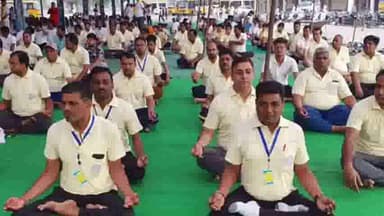 असंध: असंध के साईं मंदिर में योग कार्यक्रम का आयोजन, शहर वासियों और ग्रामीणों ने किया योग
