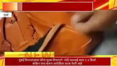 मुंबई विमानतळावर सीमा शुल्क विभागाने  मोठी कारवाई करत १.३ किलो कोकेन जप्त करून आरोपीला केली अटक