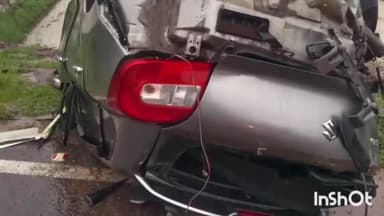 होशंगाबाद नगर: नर्मदापुरम में फोरलेन पर पलटी कार के मामले में इटारसी किराना व्यापारी की हुई मौत, 2 लोग हुए घायल