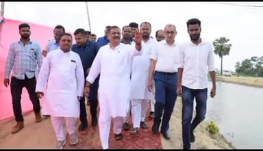 दरभंगा: बिहार के जल संसाधन मंत्री संजय झा ने दरभंगा के श्रीरामपुर वितरणी का किया लोकार्पण