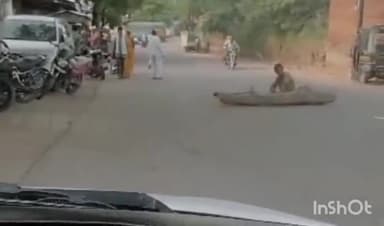 टीकमगढ़: शहर के घंटाघर के पास एक व्यक्ति ने रोड पर लकड़ी रखकर लगाया जाम, वीडियो हुआ वायरल