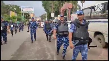 बिहार: मोहर्रम से एक दिन पूर्व बिहार शरीफ में निकाला गया फ्लैग मार्च।सुरक्षाकर्मियों ने संवेदनशील इलाकों में किया भ्रमण।