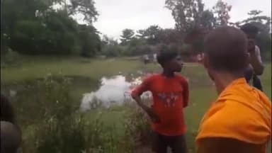 महसी: दीक्षित गरेठी के पास तालाब में दिखा मगरमच्छ, ग्रामीणों ने विभाग को दी सूचना