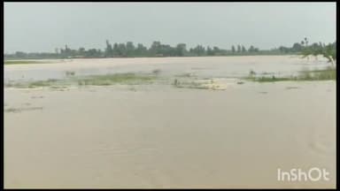 महसी: पहाड़ों पर हो रही बारिश से उफनाई सरयू नदी, शिवपुर इलाके के दर्जनों गांव बाढ़ के पानी से घिरे।