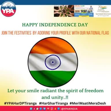 Join the festivities by adorning your profile with our national flag..🥳🇮🇳

Let your smile radiate the spirit of freedom and unity..!!.✨
Happy Independence Day! 🥳🎉