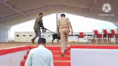 आगर: स्वतंत्रता दिवस को लेकर आयोजित होने वाले कार्यक्रम स्थल परेड ग्राउंड पर आगर पुलिस ने डॉग स्क्वायड से कराई चेकिंग