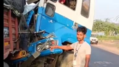 शिवपुरी: अमोला पुल के पास खड़े ट्रक में पीछे से घुसा भारत पेट्रोलियम का ट्रक, चालक हुआ घायल