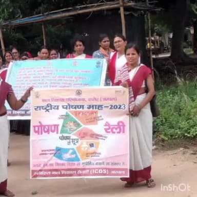 कलेर: पोषण माह की सफलता हेतु कलेर प्रखंड मुख्यालय से सीडीपीओ के नेतृत्व में निकाली गई रैली