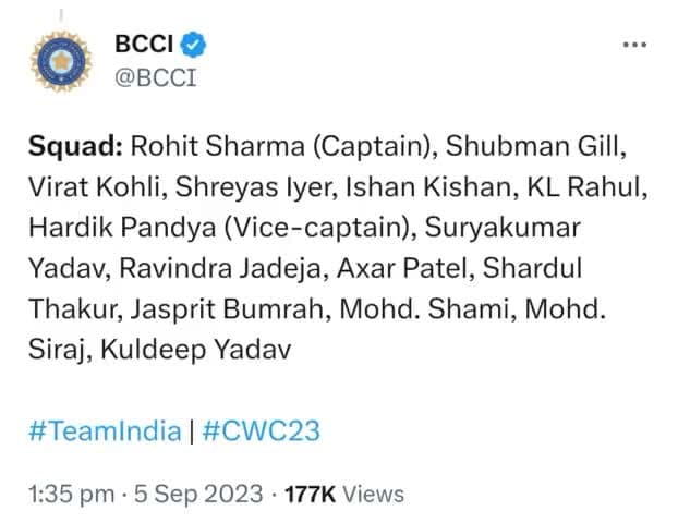 #cwc2023 team India #5 sep 2023#