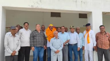 गंगरार: राजपूत छात्रावास परिसर में राजस्थान सेवानिवृत्त पुलिस कल्याण संस्थान ने किया मानसिंह का स्वागत।