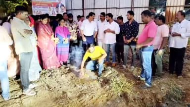 दहिसर पूर्वच्या धारखाडी मैदानात गणेश मूर्ती विसर्जन कृत्रिम तलावाचे आमदार प्रकाश सुर्वेंच्या हस्ते करण्यात आले भूमिपूजन