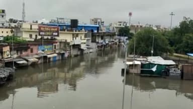 सीकर: नवलगढ़ रोड पर तेज बरसात के बाद हुआ जल भराव, दुकानों में घुसा बरसात का पानी