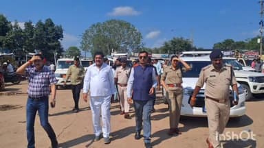 बेमेतरा: नवागढ़ में भाजपा की परिवर्तन यात्रा के मद्देनजर पुलिस अधीक्षक व अपर कलेक्टर ने कार्यक्रम स्थल का लिया जायजा