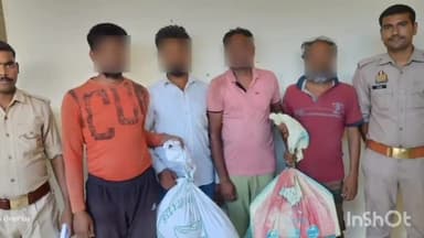 एत्मादपुर: थाना खंदौली पुलिस ने एक्सप्रेस वे कट से पकड़े चार गांजा तस्कर,लाखों रुपए का 21 किलो गांजा बरामद,1 कार भी जब्त