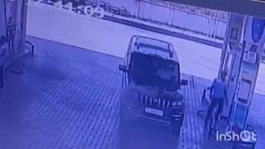 लाडपुरा: ताथेड़ पेट्रोल पंप पर स्कॉर्पियो में अचानक लगी आग, CCTV फुटेज आया सामने