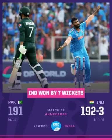 विश्व कप 2023 के रोमांचक मुकाबले में पाकिस्तान के विरुद्ध टीम इंडिया की शानदार जीत के लिए भारतीय क्रिकेट टीम को बहुत-बहुत बधाई और आगे के सभी मैचों के लिए हार्दिक शुभकामनाएं।
#INDvsPAK #RohitSharma #ICCCricketWorldC