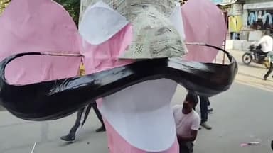 कैथल: करनाल रोड जलाया जाएगा 32 फुट का रावण का पुतला, तैयार करने में जुटी टीम