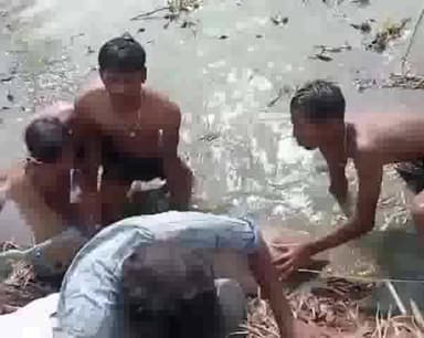 जलालगढ़: गंगासागर पोखर के कीचड़ में फंसी नील गाय को ग्रामीणों के सहयोग से निकाला गया बाहर