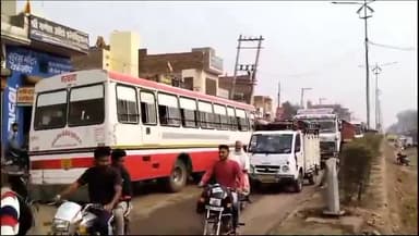 उकलाना: उकलाना में ओवरब्रिज का निर्माण कार्य हुआ शुरु, एक तरफ रोड़ हुआ बंद, दुसरी साइड लगा लंबा जाम