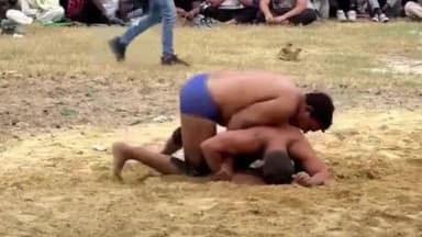 करनाल: सेक्टर 12 में देश भर से आए पहलवानों द्वारा दिखाए गए कुश्ती दंगल में अपने जौहर