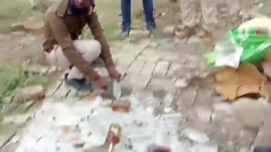 बाजपट्टी: बाजपट्टी थाना परिसर में विभिन्न कांडों में ज़ब्त की गई शराब को किया गया विनष्ट