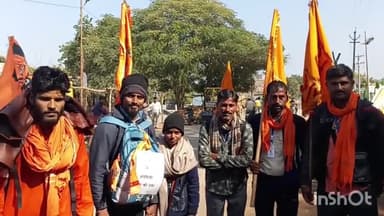 अजयगढ़: राम मंदिर प्राण प्रतिष्ठा में शामिल होने अयोध्या जा रहे पदयात्रियों का अजयगढ़ में हुआ स्वागत