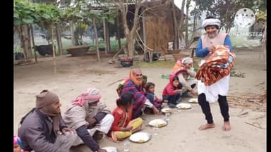 खोदावंदपुर: बिदुलिया ठाकुरवाड़ी में मकर संक्रांति के अवसर पर भोज का आयोजन कर कम्बल का हुआ वितरण