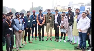 भिंड नगर: एमजेएस कॉलेज भिंड में युवाओं ने 250 किलो रंग से 2500 वर्ग फीट रंगोली द्वारा राम मंदिर का किया गया चित्रण!