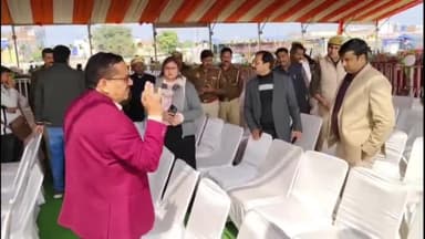 अमरोहा: मिनी स्टेडियम में सोमवार की शाम से शुरू होगा अमरोहा महोत्सव का निरीक्षण करने पहुंचे एडीएम सुरेंद्र सिंह चाहल