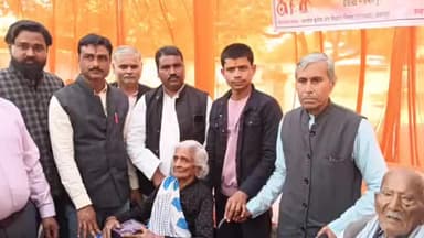 मौदहा: मौदहा ब्लॉक परिसर में भारतीय कृत्रिम अंग निर्माण निगम द्वारा 410 वयोवृद्धों को मिले उपकरण