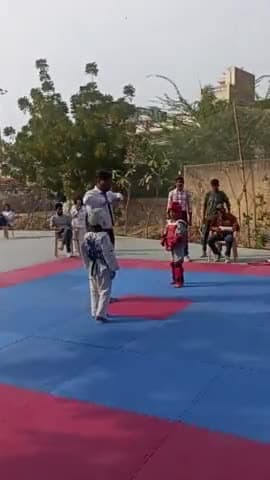 our academy kid star in blue congratulations 🎊 #fatima @churuvision @churulive  #taekwondo #karate #churu #churunews