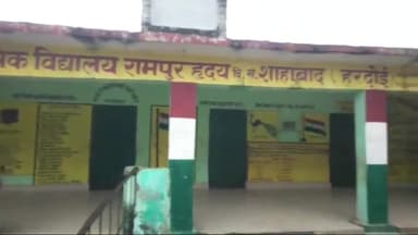 शाहबाद: रामपुर हृदय के पूर्व माध्यमिक विद्यालय में नाराज ग्रामीणों ने छुट्टा गोवंशों को किया बंद