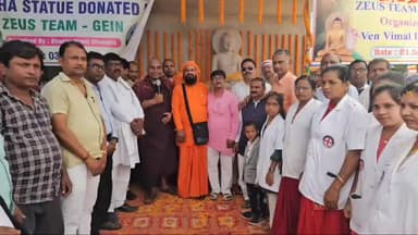 डेहरी: मौडीहा के लकवा अस्पताल के कैंपस में भगवान बुद्ध की मूर्ति का बौद्ध गुरु ने किया अनावरण,100 प्रतिमा लगाने का है लक्ष्य