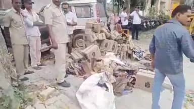 विभूतिपुर: विभूतिपुर थाना परिसर में 1720.920 लीटर अंग्रेजी शराब का विनष्टीकरण