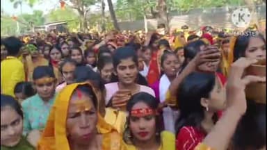 बड़हरिया: कोइरीगांवा गांव में शिव परिवार प्राण-प्रतिष्ठा को लेकर निकाली गई कलश यात्रा