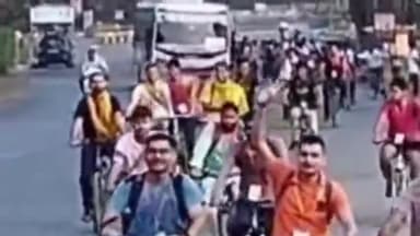 प्रयागराज: केपीयूसी छात्रावास से राष्ट्रीय स्वयंसेवक संघ के कार्यकर्ताओं द्वारा साइकिल से निकाली गई 50 किलोमीटर की साहसिक यात्रा