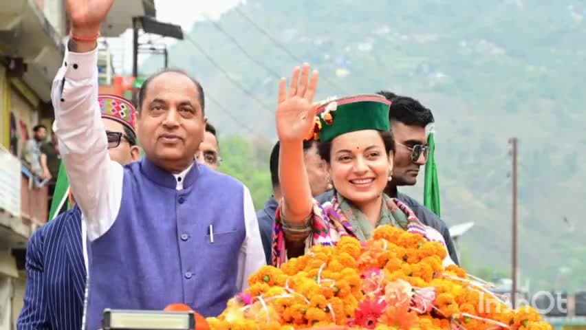 बाली चौकी: 4 जून को देश में मोदी बनेंगे पीएम, प्रदेश में जयराम बनेंगे सीए,कंगना ने बालीचौकी में किया रोड़ शो