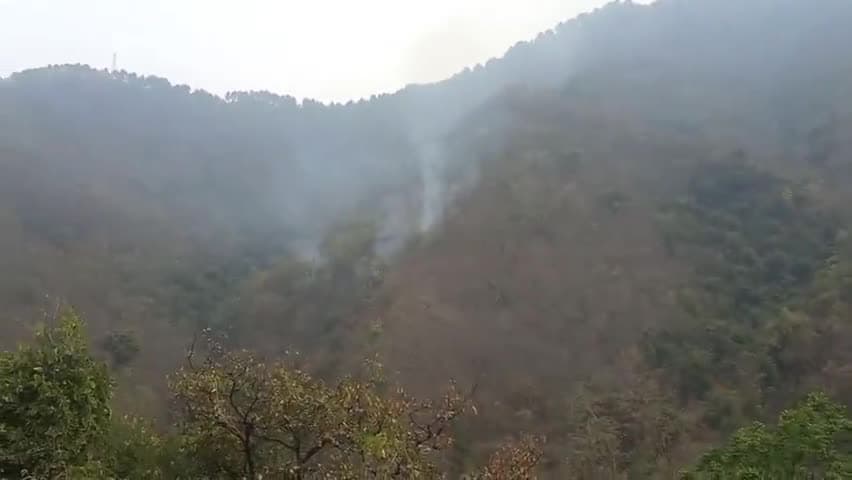 चाकीसैण: पाबौ क्षेत्र के जंगल में लगी आग, ग्रामीणों ने बुझाई