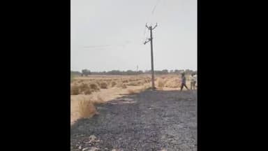 भोगांव: भोगांव थाना क्षेत्र के ग्राम मौजेपुर में 11 हजार बिजली लाइन के जर्जर तारों से निकली चिंगारी से एक बीघा फसल जलकर हुई राख