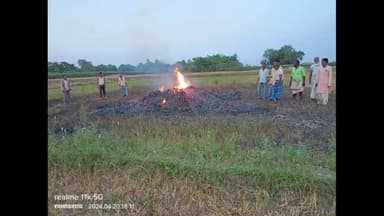मीनापुर: मानिकपुर स्थित दो बीघा जमीन की गेहूं को कुछ सामाजिक तत्वों ने आग लगा दी। बुजुर्ग किसान ध्रुव राय सदमे में हैं