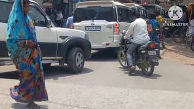 आंदर: असांव बाजार में लगा जाम घण्टों देर लोग रहे परेशान