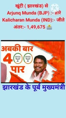 BJP के दो बार के मुख्य मंत्री Arjun Munda हारे Kalicharan Munda (IND) से #bjp #congress #anjunmunda #khunti