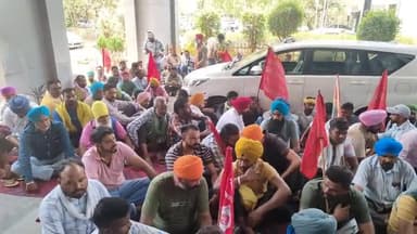 ਮੋਗਾ: ਬਿਜਲੀ ਬੋਰਡ ਦੇ ਕੱਚੇ ਮੁਲਾਜ਼ਮਾਂ ਵੱਲੋਂ ਡਿਪਟੀ ਕਮਿਸ਼ਨਰ ਦਫਤਰ ਦੇ ਬਾਹਰ ਦਿੱਤਾ ਗਿਆ ਧਰਨਾ