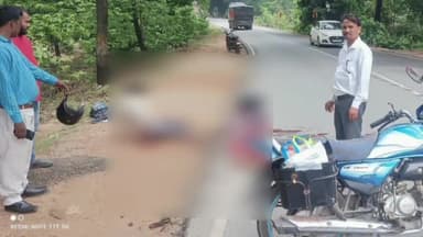 कोलेबिरा: कोलेबिरा कठर टोली के पास ट्रक के धक्के से बाइक सवार पति पत्नी हुए घायल