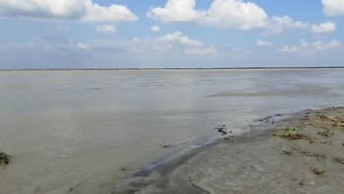 बिसवां: रेउसा क्षेत्र में घाघरा व शारदा नदी का जलस्तर सामान्य, लोधन पुरवा के पास नदी खेतों का कर रही धीमा कटान