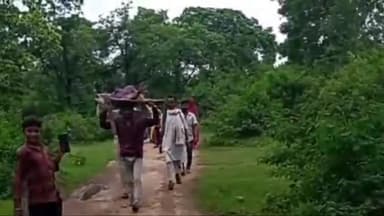 बटियागढ़: सड़क नहीं होने के कारण सूरजपुरा गांव तक नहीं पहुंच सका जननी वाहन, गर्भवती महिला को खाट पर लेकर पहुंचे परिजन