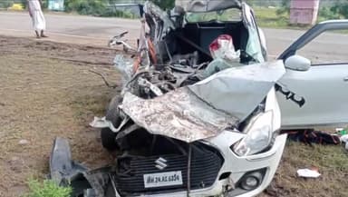 अंबाजोगाई: नांदगाव पाटीजवळ कार आणि कंटेनरचा अपघात